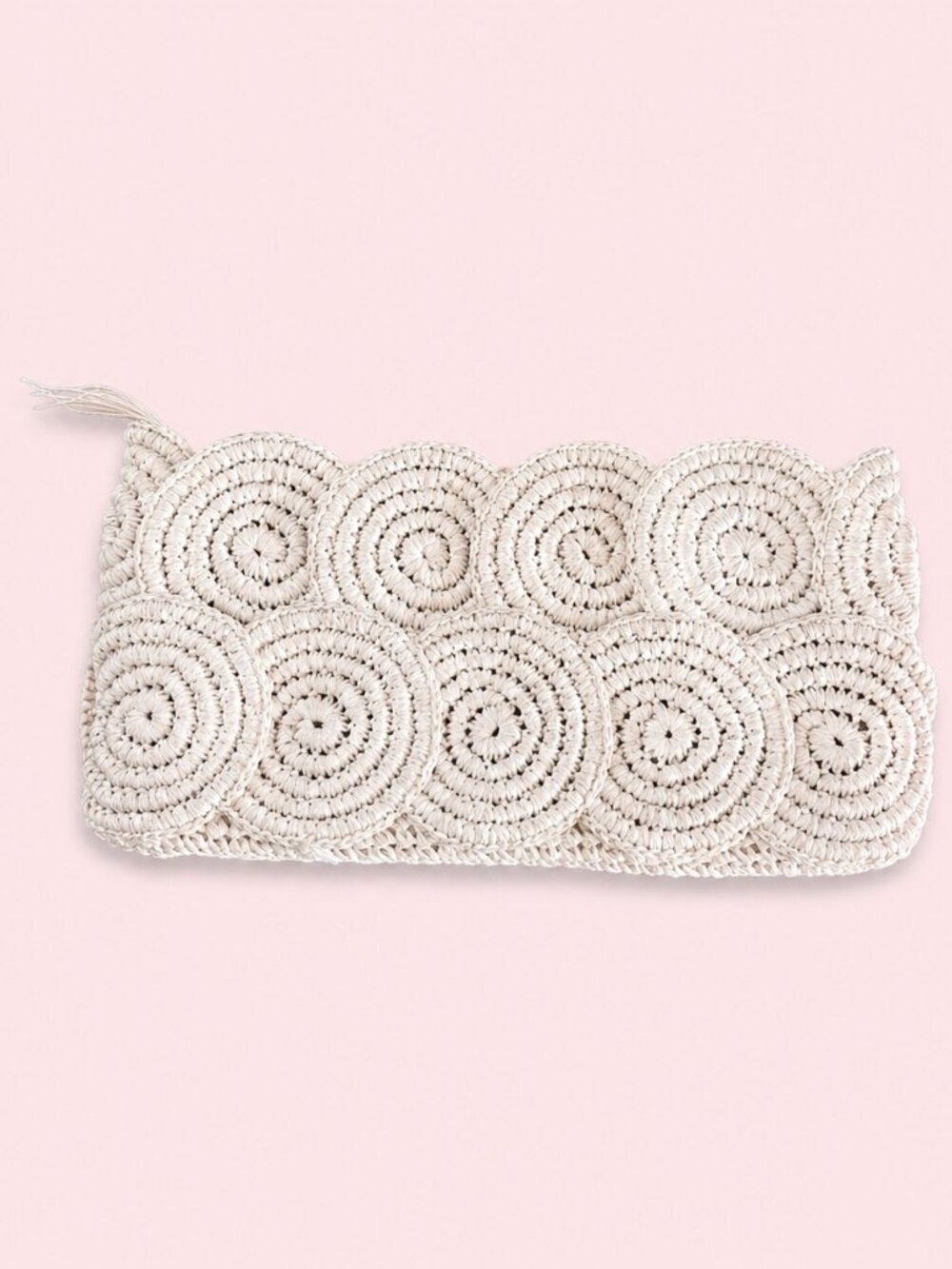 Cream Crochet Spiral Clutch Wristlet - Women Bags